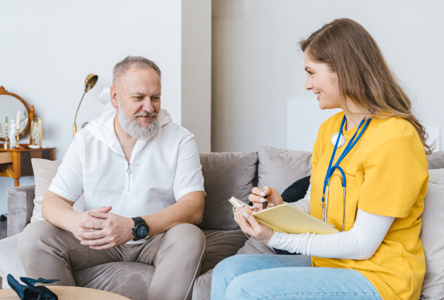 A caregiver hired for post-surgery recovery through reliable healthcare staffing in Jersey City, NJ.
