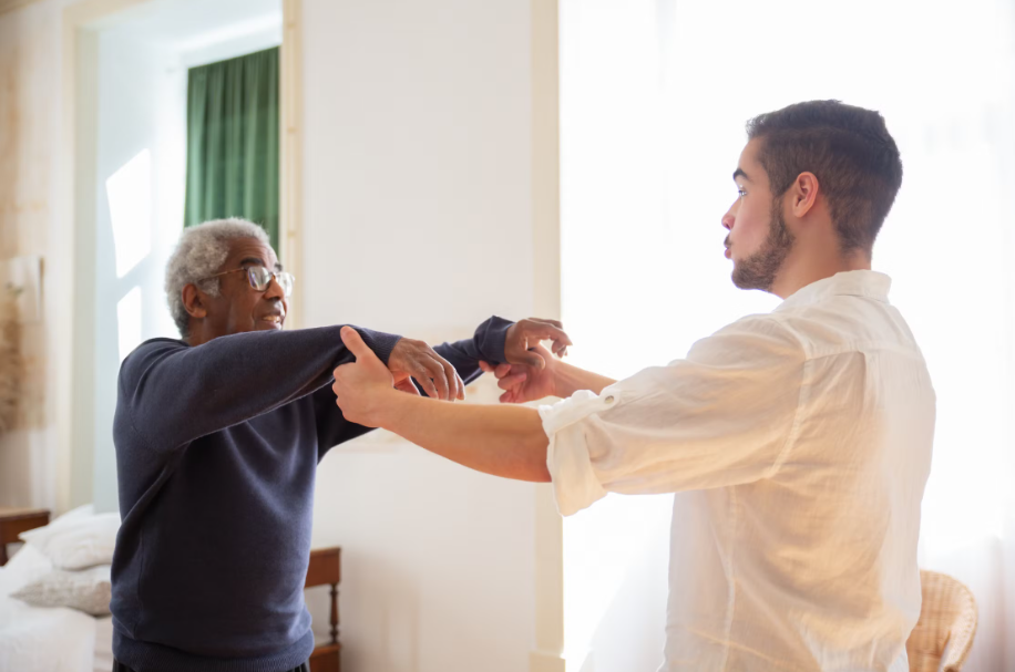 A caregiver providing in-home nursing in New Jersey.